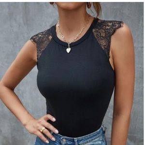 Shein lace shoulder top